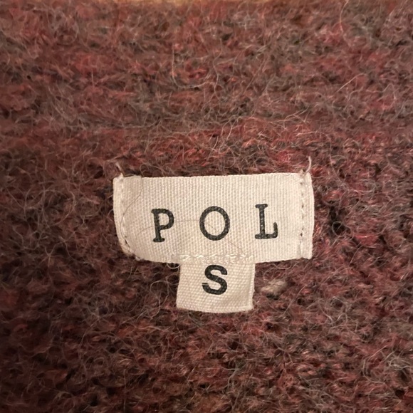 POL women’s open front wool blend cardigan in burgandy, oversized, size S - Picture 3 of 8